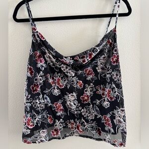 American Eagle Black Floral Velvet Burnout Whimsigoth Tank Top Cami Size XL